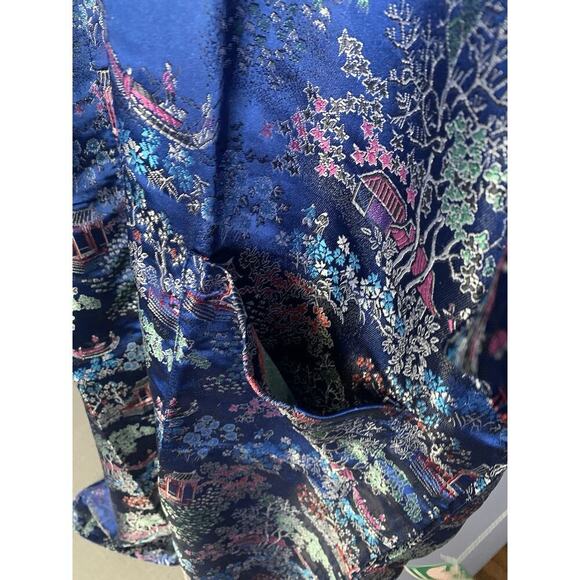Vintage Blue Kimono Robe China Large Comfy Luxury Old Money No Belt - Picture 7 of 9